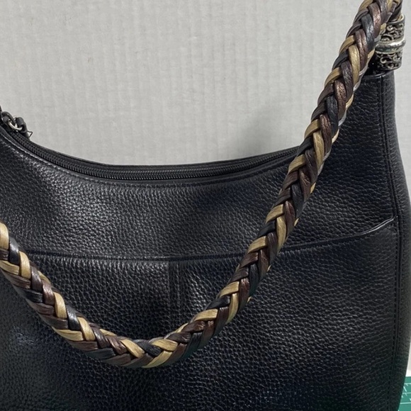 Brighton Black Pebbled Leather Hobo bag with braided leather straps - Picture 8 of 15